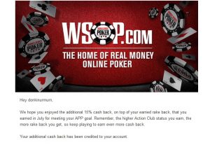 Surprise cashback on wsop