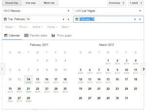 Google Flights calender